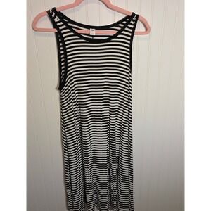 Old Navy Womens Black White Striped Sleeveless Swing Tank Dress Size M Medium